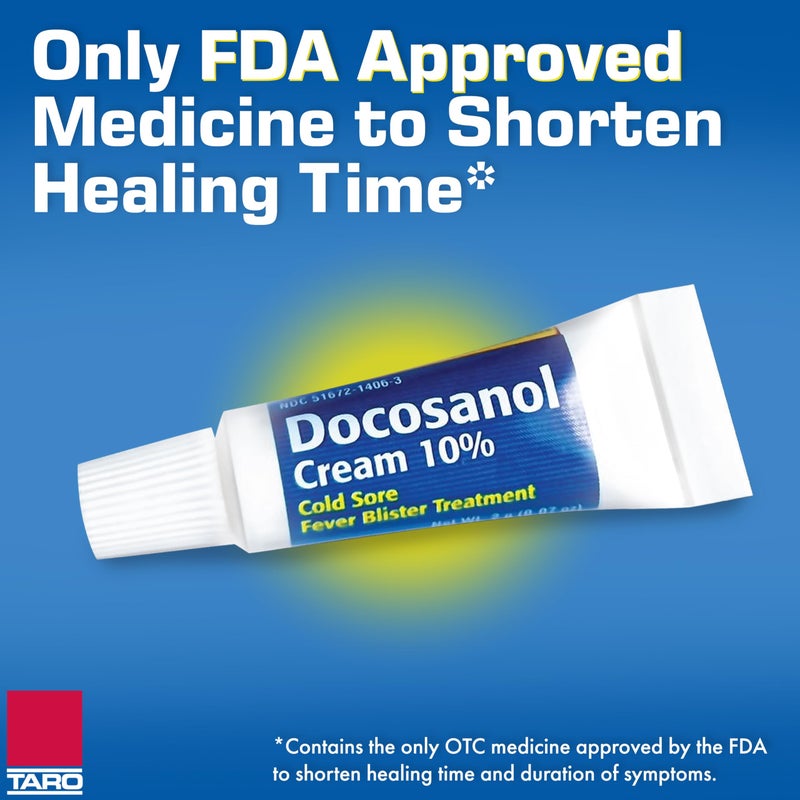 TARO Cold Sore/Fever Blister Treatment - Docosanol 10% Cream (0.07 oz - 2 Tube) - Image 3