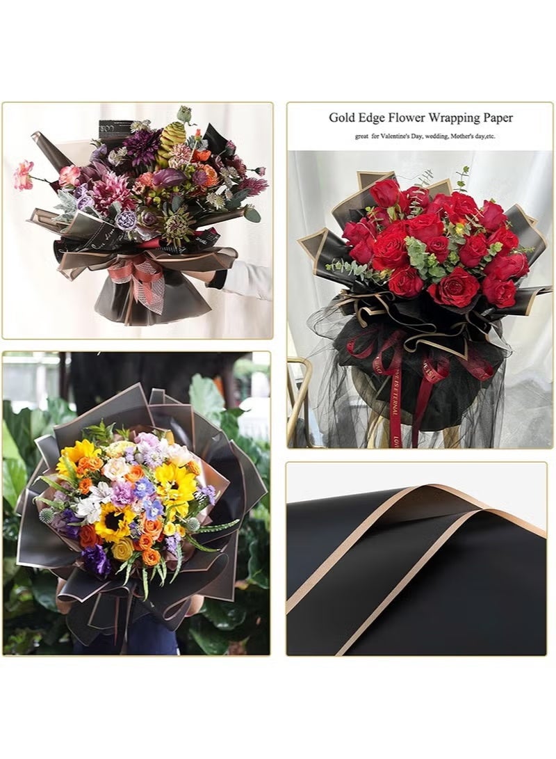 Alruht 20 Sheets Waterproof Flower Wrapping Paper, Bouquet Wrap for Florist Supplies and DIY Gift Wrapping, Floral Wrapping Paper, Gift Wrapping Paper with Ribbon, 57x57cm - Image 4