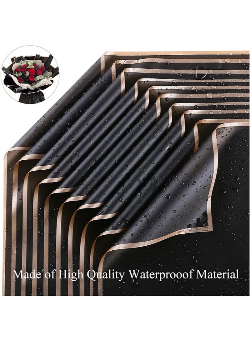 Alruht 20 Sheets Waterproof Flower Wrapping Paper, Bouquet Wrap for Florist Supplies and DIY Gift Wrapping, Floral Wrapping Paper, Gift Wrapping Paper with Ribbon, 57x57cm - Image 3