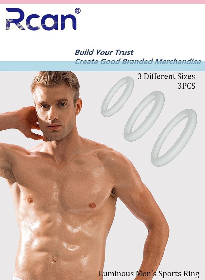 Rcan 3 Pieces Men's Exercise Rings Elastic Silicone Luminous Material Workout Resistance Rings Extend Stamina Waterproof Sweatproof Soft Wear Resistant Tear Resistant Suitable for Men Sports Home  - Image 1