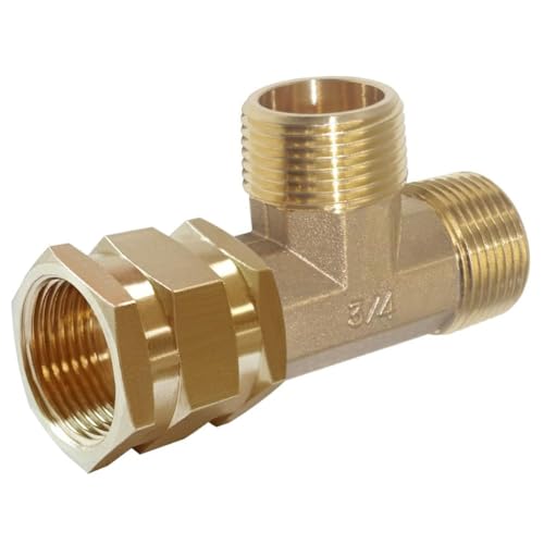 Joywayus 3/4 Inch NPT Brass Pipe Fitting Barstock Tee 3 Way 3/4" NPT Male x 3/4" NPT Male x 3/4" NPT Female Hose Fitting - Image 1