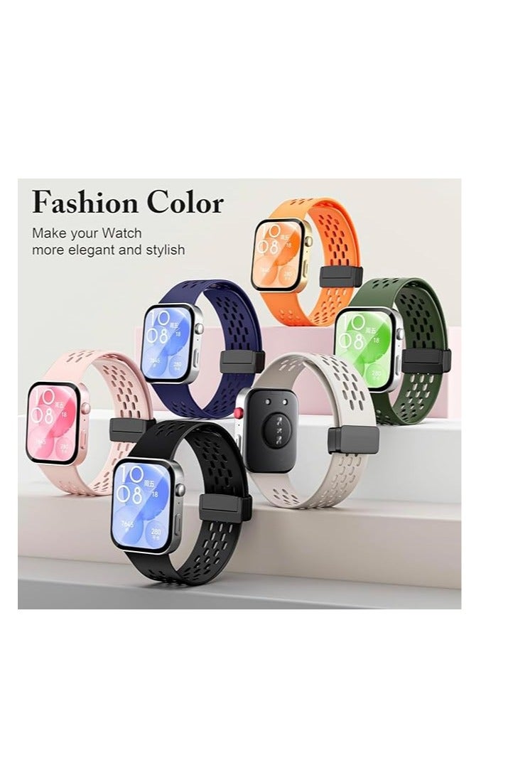 Silicone Strap Compatible with Huawei Watch Fit 3/Fit 4/Fit 4 Pro Magnetic Metal Buckle Sport Silicone Breathable Strap for Men Women Band Quick Release Soft Replacment Wristband - Image 3