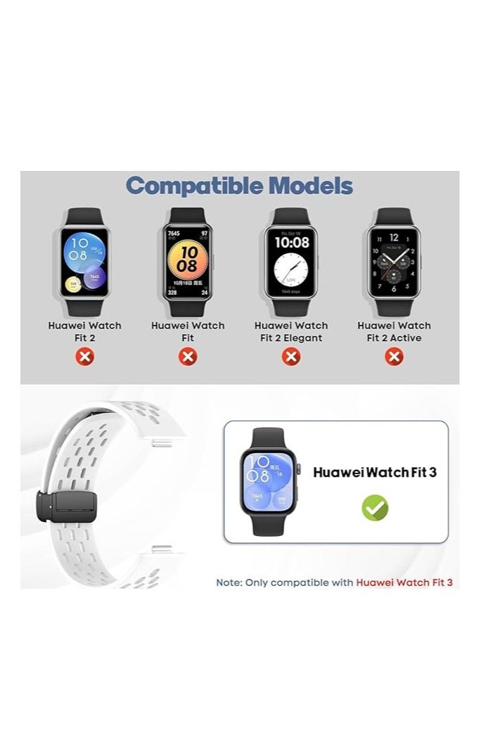 Silicone Strap Compatible with Huawei Watch Fit 3/Fit 4/Fit 4 Pro Magnetic Metal Buckle Sport Silicone Breathable Strap for Men Women Band Quick Release Soft Replacment Wristband - Image 2