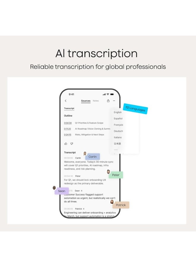 بلود مسجل الصوت Plaud Note Pro بتقنية الذكاء الاصطناعي، يقوم بنسخ وتلخيص النصوص الصوتية، مع إمكانية التحكم عبر التطبيق، ومدون ملاحظات للاجتماعات والمكالمات، يدعم 112 لغة، تصميم فائق النحافة مع شاشة عرض فورية، يتضمن حافظة، لون أسود - Image 5