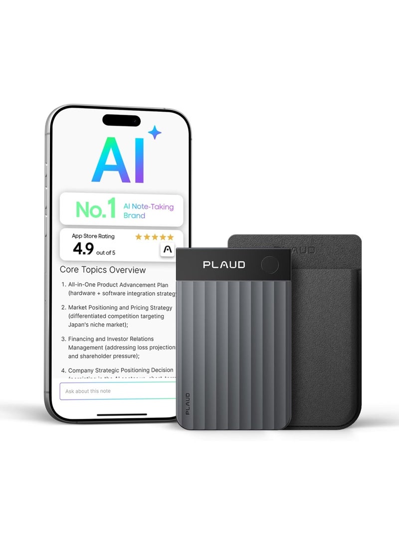 بلود مسجل الصوت Plaud Note Pro بتقنية الذكاء الاصطناعي، يقوم بنسخ وتلخيص النصوص الصوتية، مع إمكانية التحكم عبر التطبيق، ومدون ملاحظات للاجتماعات والمكالمات، يدعم 112 لغة، تصميم فائق النحافة مع شاشة عرض فورية، يتضمن حافظة، لون أسود - Image 1