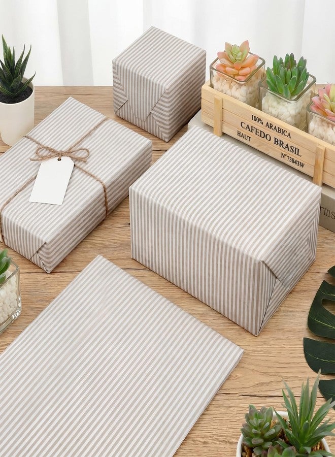 YooNotee 120 Sheets Plain Striped Tissue Paper 14 x 20 Inches Striped Tissue Paper for Gift Bags Bulk Wrapping Papers for Birthday Gift Packing Crafts(Beige,Classic - Image 4