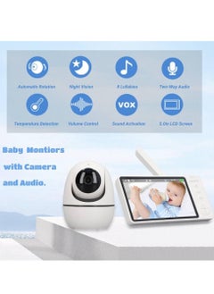 Bebiland Baby Monitor, 5 Inch Sreen with Night Vision, 720p Video Baby Monitor with Camera and Audio, Vox, 2-Way Talk, 8 Lullabies and 300m Range No Wifi  - Image 3