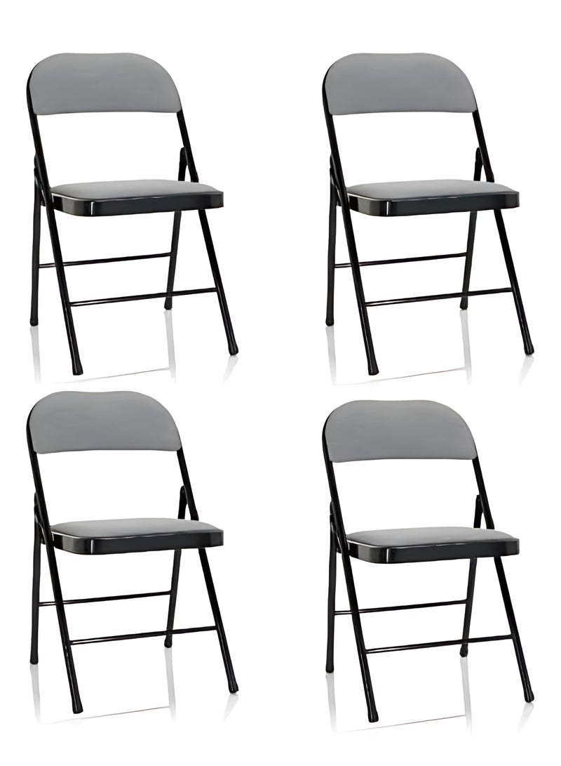 ECVV ECVVÂ® 4 Pieces Folding Padded Chair With Backrest, Folding Chair, Functional Portable Chair For | Indoor, Outdoor | Home | Dining | Office | Event Party Two Colours - Image 1