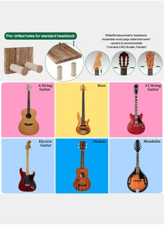 LENND Guitar Wall Mount,2 Pack Guitar Wall Hangers Holder Guitar Hangers Shelf with Pick Holder Wood Guitar Rack for Acoustic or Electric Guitar,Ukulele,Bass,Mandolin Brown  - Image 4