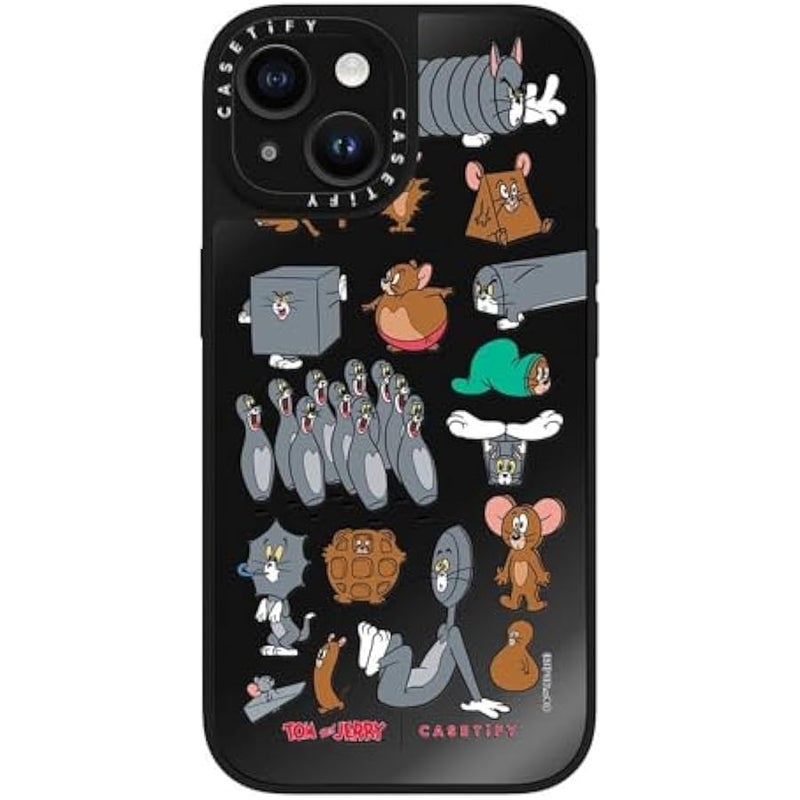 Casetify Mirror Case for iPhone 15 【Tom and Jerry Colab/Reflective / 4.9ft Drop Protection/Compatible with Magsafe】 - Pattern Sticker - Black on Black - Image 4