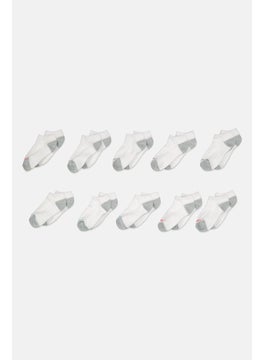 SKECHERS Kids Girl 10 Pairs Brand Logo No Show Socks, White  - Image 1