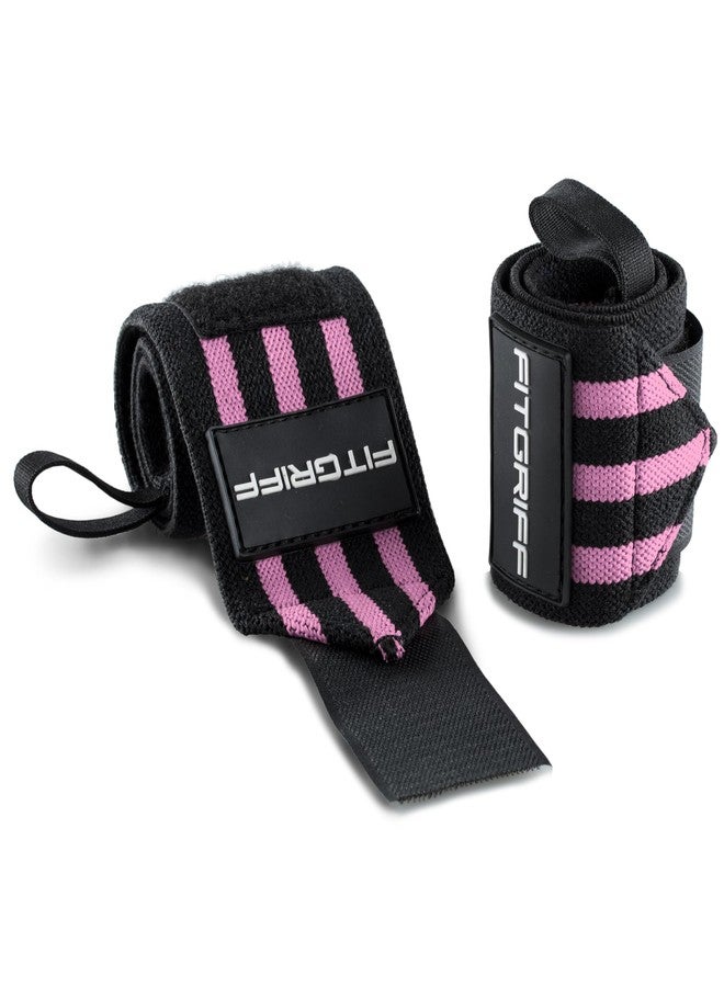 Fitgriff® Professional Gym Wrist Wraps - Women & Men - Gym Wristbands, Bodybuilding, Crossfit, Calistenics, for Heavy Weight Lifting (Black/Pink) - Image 5