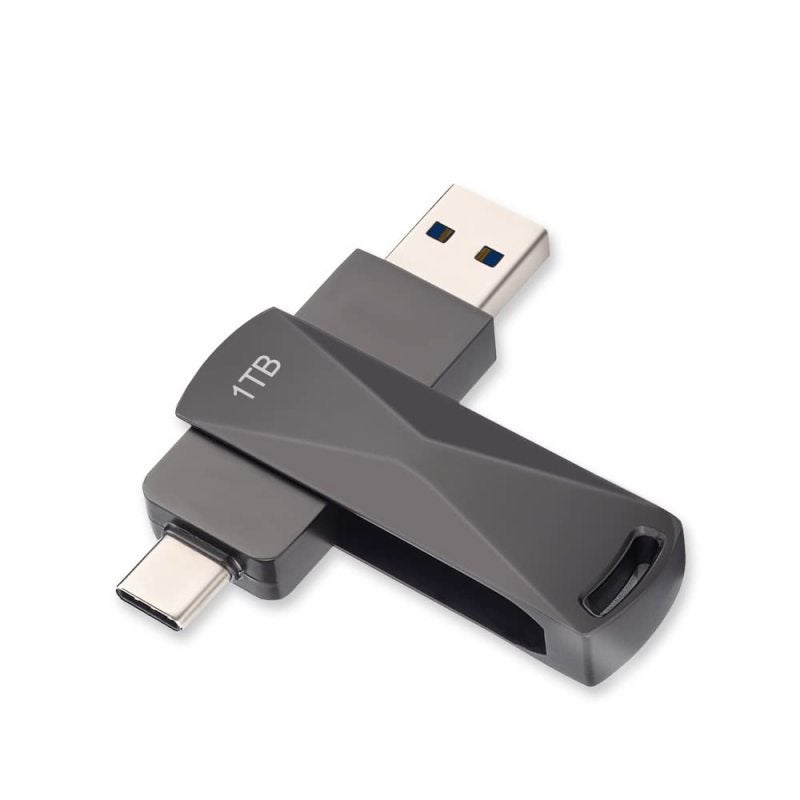 USB Flash Drive 1TB Silver Metal Case - High-Speed 3.0 Transfer Dual Interface USB Drive for Smartphone Tablet and Computer Use - Image 2