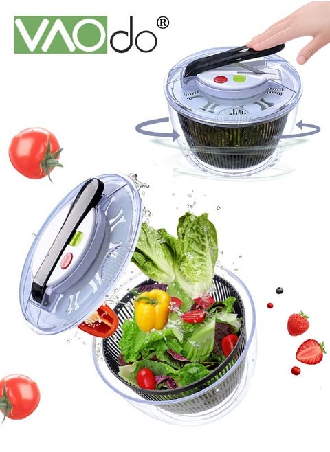 Fruit SpinnerLarge Salad Spinner with Drain Bowl and Colander Quick and Easy Multi-Use Lettuce Spinner Vegetable Dryer Fruit Washer Pasta and Fries Spinner