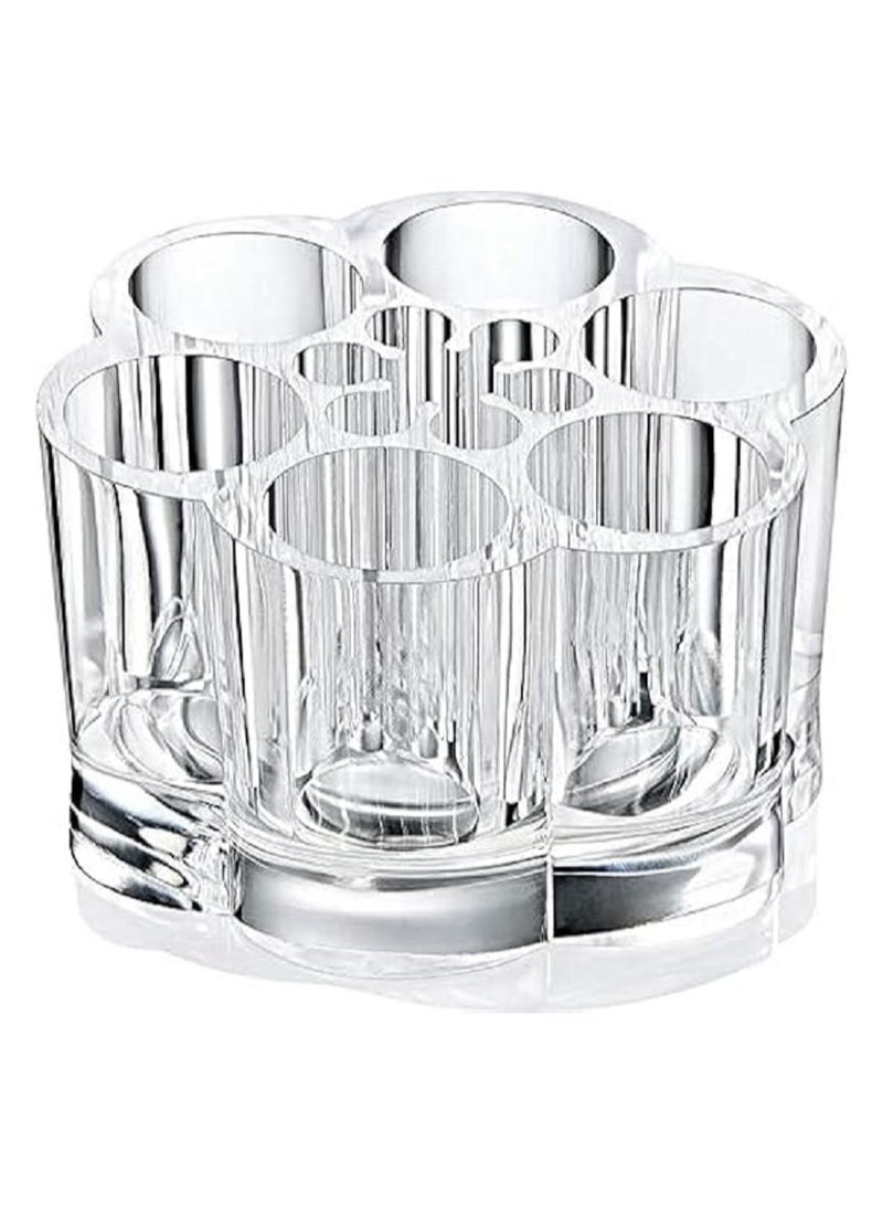 Generic Acrylic Makeup and Lipstick Storage Organizer - 7 Individual Slot Makeup Brush Holder for Organizing Brushes, Nail Polish, Essential Oils, Eyeshadow Pencils - Image 1