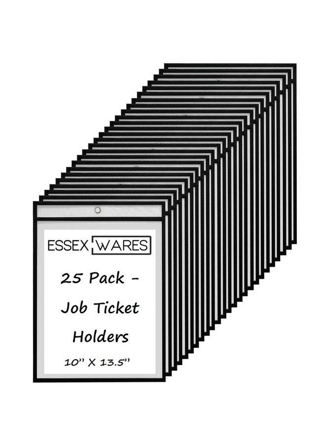 Essex Wares 25 Pack Job Ticket Holder (Black) By Essex Wares Use In Your Business Or In A Classroom. Easily Fits Standard 8.5 X 11 Sheets Of Paper. Hang On A Hook Or Can Write On And Wipe Away.  - Image 1