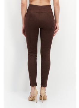 ESPRIT Women Textured Pull On Pants, Dark Brown  - Image 2