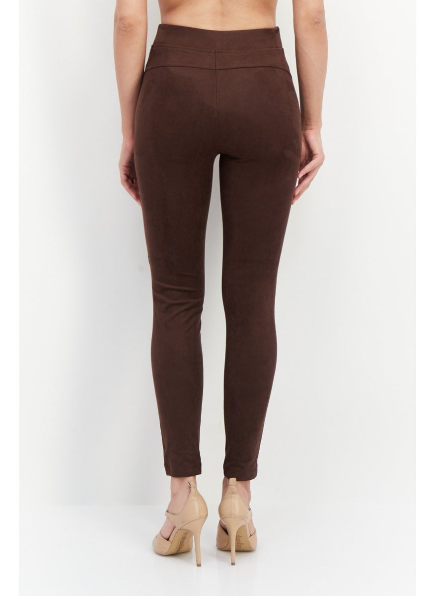 ESPRIT Women Textured Pull On Pants, Dark Brown  - Image 2