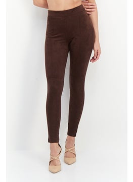 ESPRIT Women Textured Pull On Pants, Dark Brown  - Image 1