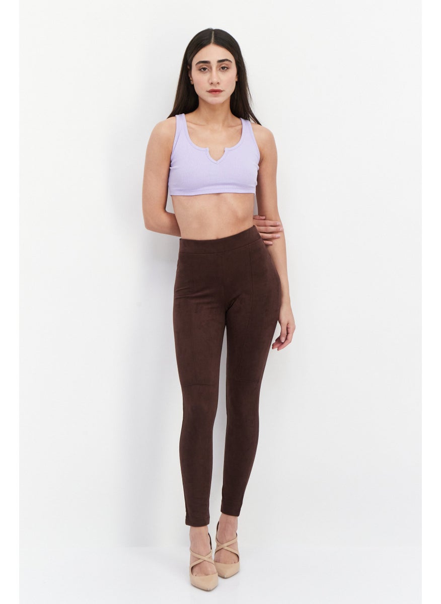 ESPRIT Women Textured Pull On Pants, Dark Brown  - Image 3