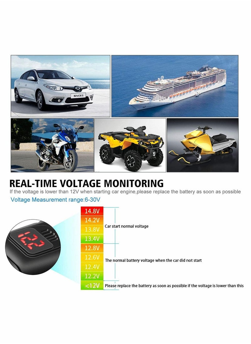 Excefore - Motorcycle USB Phone Charger 6.8A, QC3.0 Fast Charging Dual Port, SAE to USB Adapter with Voltmeter ON/Off Switch Fuse Waterproof Quick Disconnect Plug for Smart Phone Tablet GPS 7/8inch Handlebar - Image 1