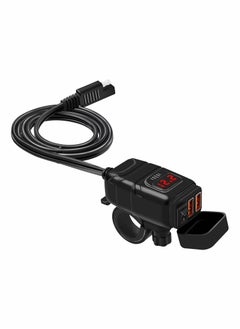 Excefore Motorcycle USB Phone Charger 6.8A, QC3.0 Fast Charging Dual Port, SAE to USB Adapter with Voltmeter ON/Off Switch Fuse Waterproof Quick Disconnect Plug for Smart Phone Tablet GPS 7/8inch Handlebar  - Image 1