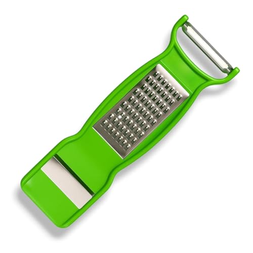 RIANZ® 3 in 1 Peeler Grater & Slicer for Kitchen | Stainless Steel Sharp Blades with Durable Plastic Body | Multi-Functional Fruit & Vegetable Cutter Tool for Home & Office (Multicolor - Pack of 1) - Image 1