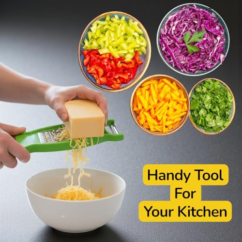 RIANZ® 3 in 1 Peeler Grater & Slicer for Kitchen | Stainless Steel Sharp Blades with Durable Plastic Body | Multi-Functional Fruit & Vegetable Cutter Tool for Home & Office (Multicolor - Pack of 1) - Image 4