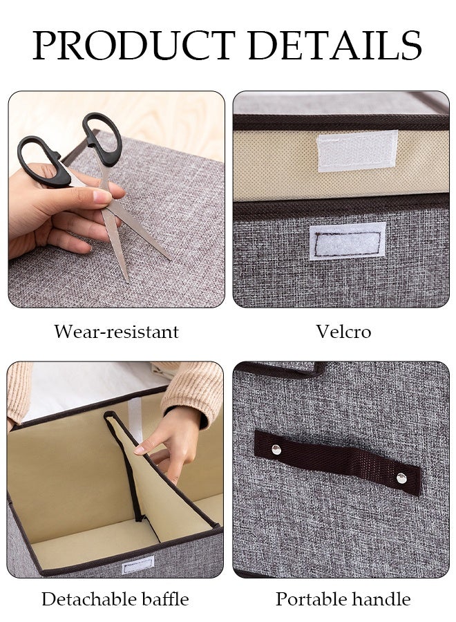 DUNISO 3 قطع صناديق تخزين قابلة للتكديس مع أغطية صندوق تخزين زخرفي حاويات سلال مع مقابض و 2 فواصل منفصلة للغرفة النوم خزانة غرفة المعيشة - Image 5