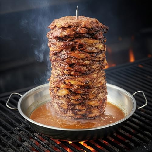 RTT Shawarma Pan Al Pastor Skewer for Grill Stainless Steel Vertical Skewer Stand with 3 Spikes 7 9 11 Brushes Brazilian Spit for Tacos Al Pastor Gyro Smoker Oven AMBIAPS0818B - Image 3