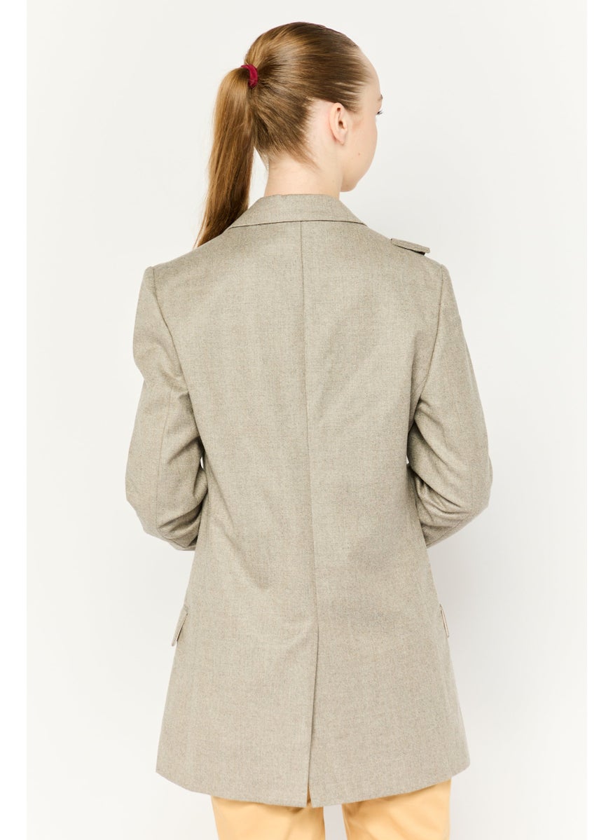 STELLA MCCARTNEY Women Regular Fit Heather Semi-Formal Blazer, Grey  - Image 4