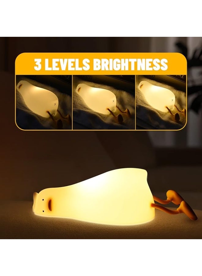 مصباح ليلي LED على شكل بطة مستلقية، مصباح حضانة سيليكون قابل للتعتيم يعمل باللمس، قابل لإعادة الشحن - Image 2