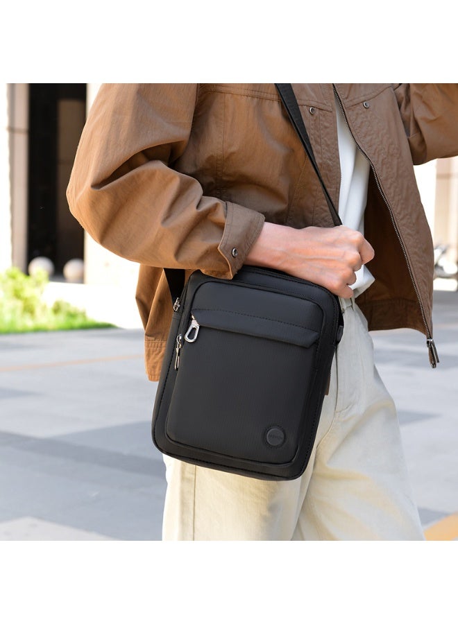 Men's Black Crossbody Bag, Lightweight Fabric with Adjustable Shoulder  Strap - Image 3