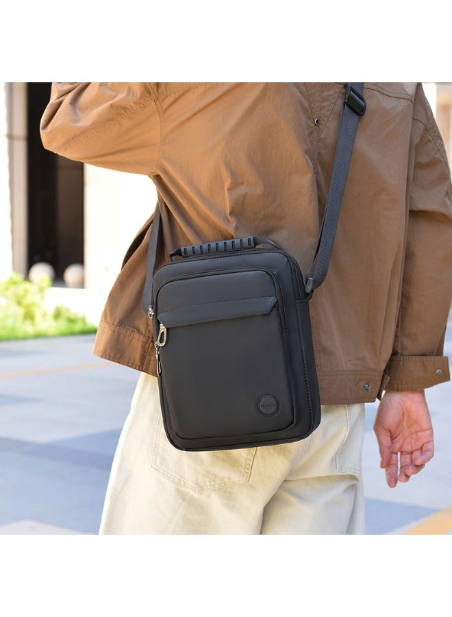 Men's Black Crossbody Bag, Lightweight Fabric with Adjustable Shoulder  Strap - Image 4