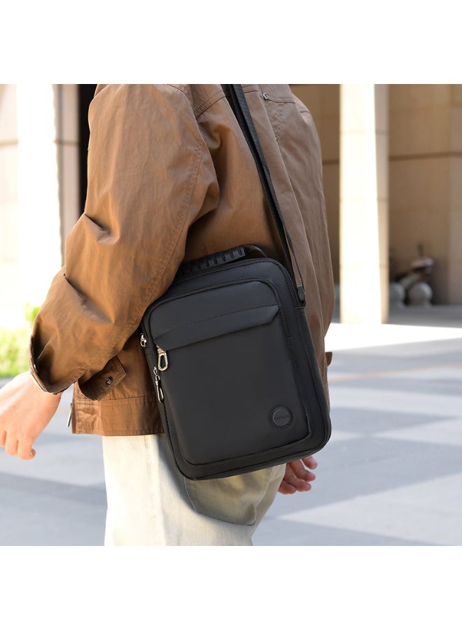 Men's Black Crossbody Bag, Lightweight Fabric with Adjustable Shoulder  Strap - Image 2