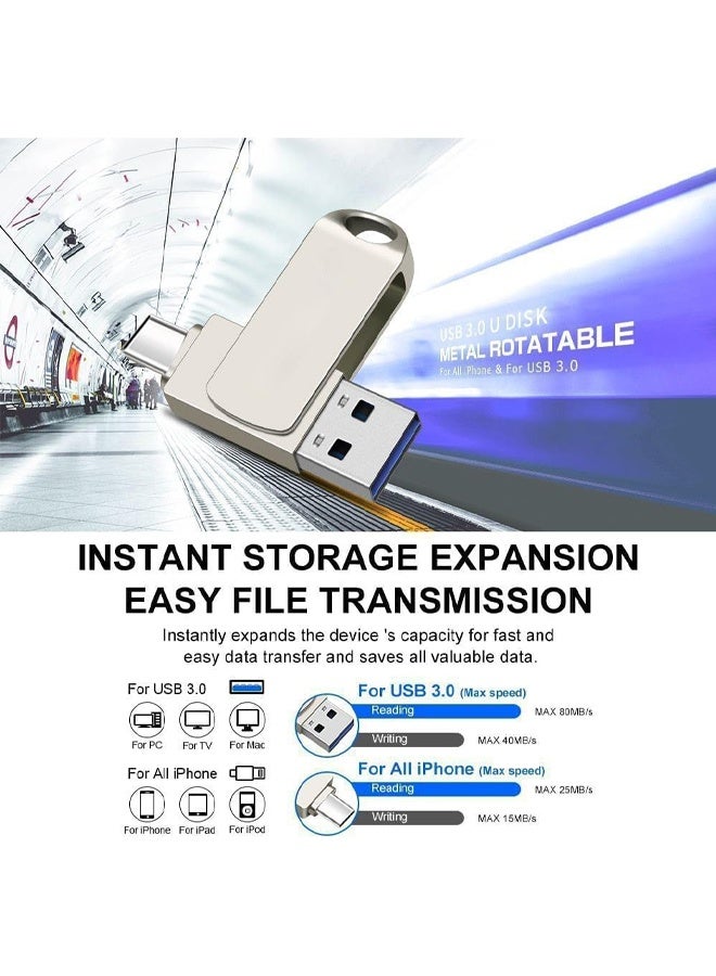 فلاش ميموري USB لجهاز آيفون 256 جيجابايت - ذاكرة USB لجهاز آيفون مع موصل Type-C لأجهزة اللابتوب التي تعمل بنظام أندرويد لتخزين الصور ومقاطع الفيديو وملفات الموسيقى - Image 4