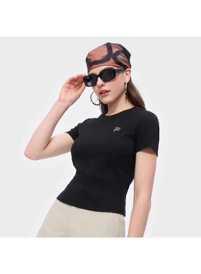 FILA Women'S Fusion Series Fashion Casual T-Shirt Ladies Round Neck Fitted Knit Short Sleeve Shirt - Image 4