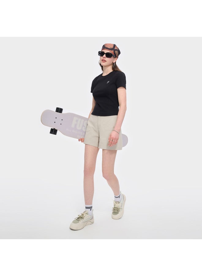 FILA Women'S Fusion Series Fashion Casual T-Shirt Ladies Round Neck Fitted Knit Short Sleeve Shirt - Image 2
