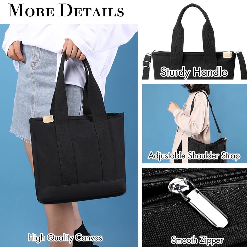 MINGRI Large Canvas Tote Bag, Orange, Waterproof, Zipper, 6 Pockets, Women's Tote Bag with Compartments, Crossbody Shoulder Bag for Work or Travel - Image 4