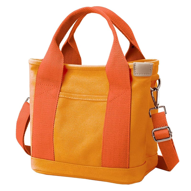MINGRI Large Canvas Tote Bag, Orange, Waterproof, Zipper, 6 Pockets, Women's Tote Bag with Compartments, Crossbody Shoulder Bag for Work or Travel - Image 1
