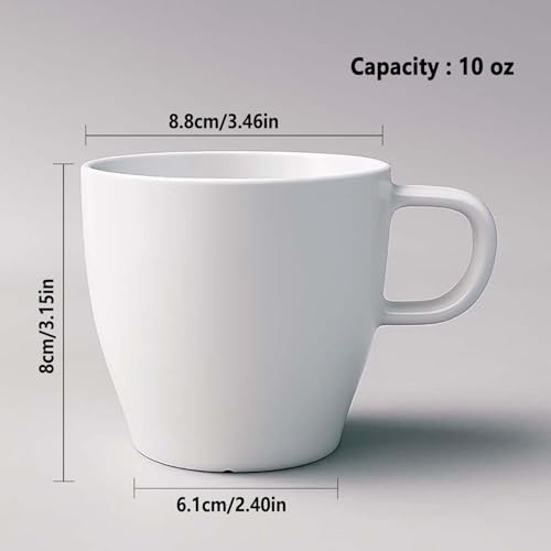GESHUPOR 6-Pack 10oz Unbreakable Coffee Mugs, Microwave Safe Premium Drinkware (Up to 320℉), Lightweight Shatterproof White Cups for Keurig, Kids, RV & Camping, BPA-Free (White) - Image 2