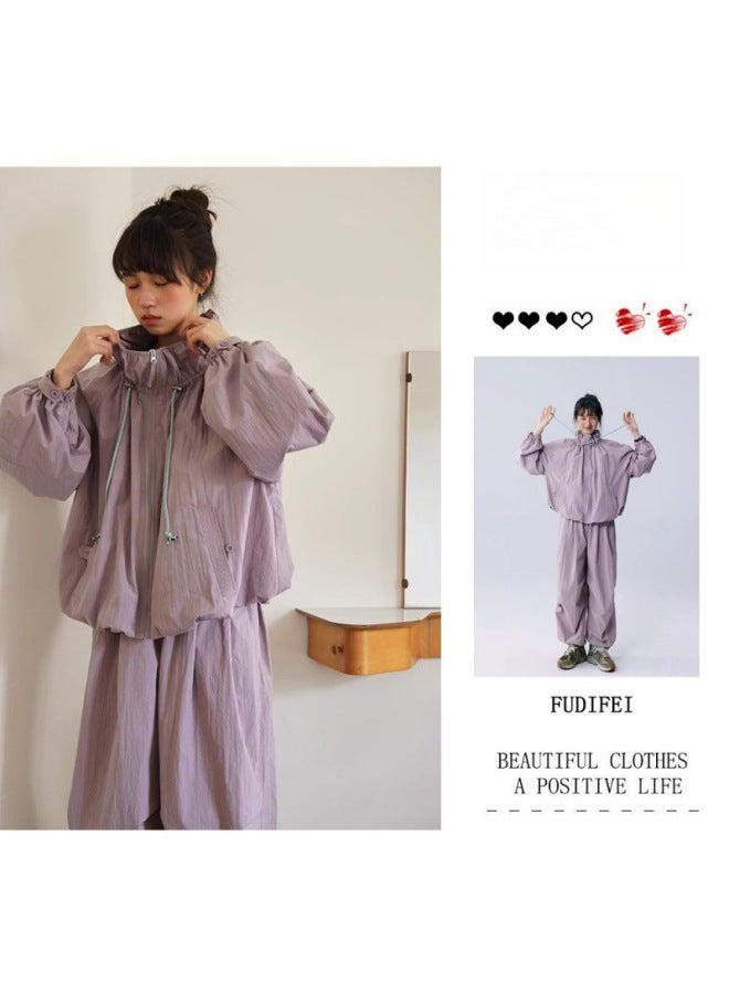Mountain Outdoor Sports Suit Women's Japanese-type Loose Sun Protection Jacket Two-piece Set 