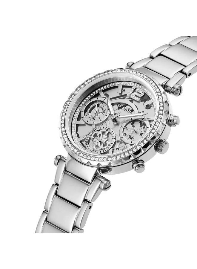 جس ساعة جيس للنساء، حركة كوارتز، شاشة تناظرية، حزام فضي من الفولاذ المقاوم للصدأ - GW0403L1 - Image 3