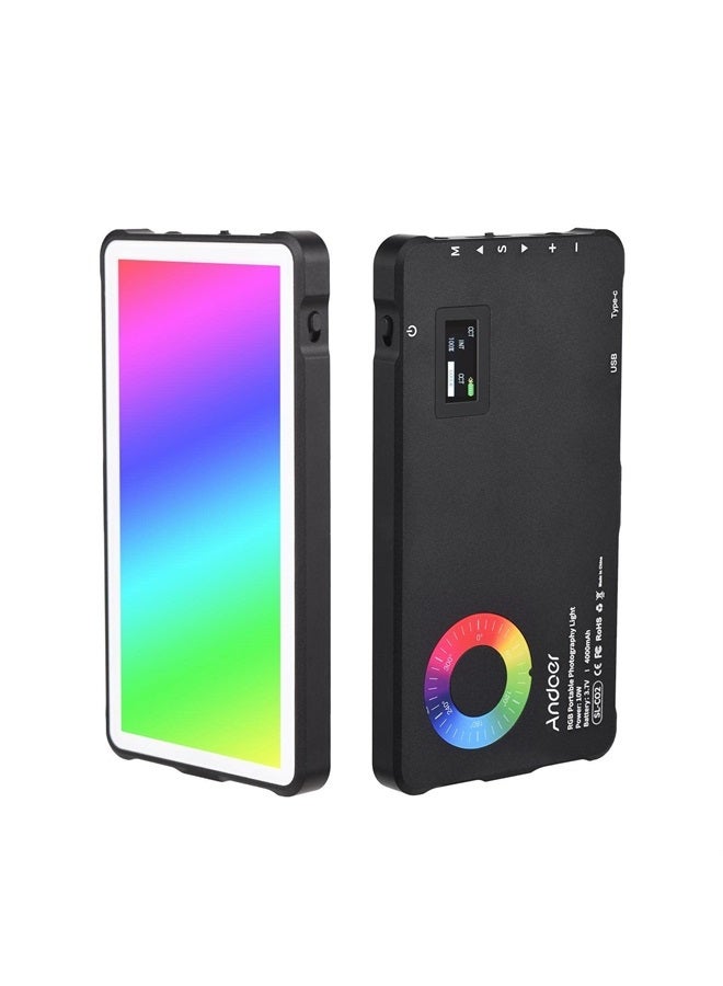 ANDOER Pocket RGB Video Light LED Fill Light Panel 2500K-9000K Dimmable 24 Lighting Effects CRI95+ Built-in Battery with Cold Shoe Adapter for Vlog Live Streaming Video Conference Lighting Photography - Image 1
