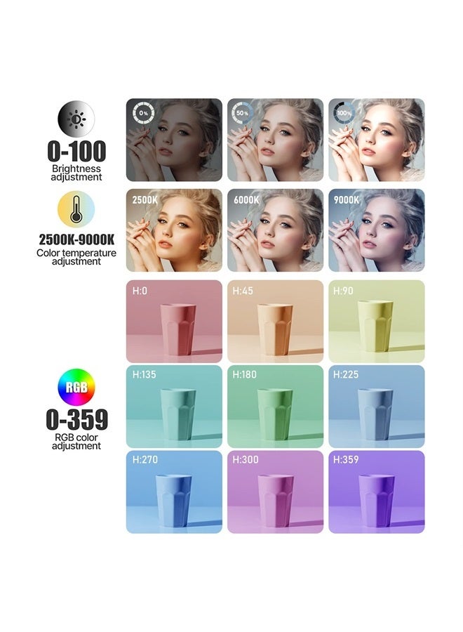 ANDOER Pocket RGB Video Light LED Fill Light Panel 2500K-9000K Dimmable 24 Lighting Effects CRI95+ Built-in Battery with Cold Shoe Adapter for Vlog Live Streaming Video Conference Lighting Photography - Image 3