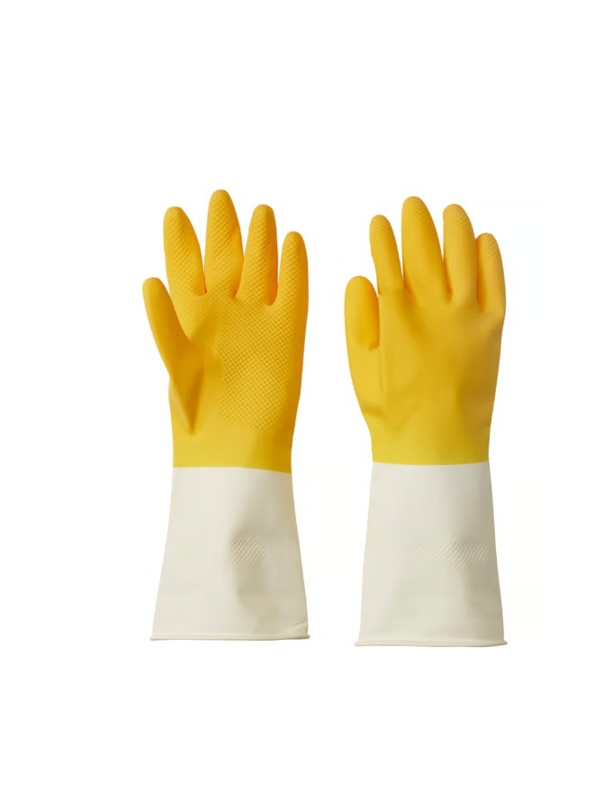 IKEA (IKEA) قفازات تنظيف من رينينج، لون أصفر فاتح/أبيض مائل للصفرة، مقاس متوسط - Image 1