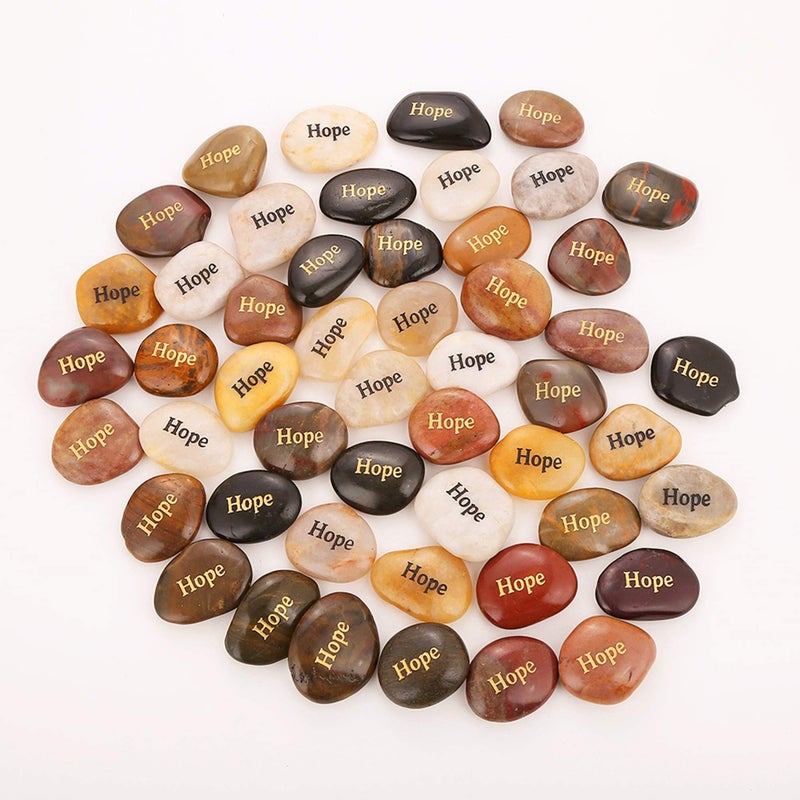 ROCKIMPACT 50PCS Hope Stones Engraved Inspirational Rocks Prayer Stones Gift Healing Stone Encouragement Hope Rocks Wholesale Bulk 23 ea