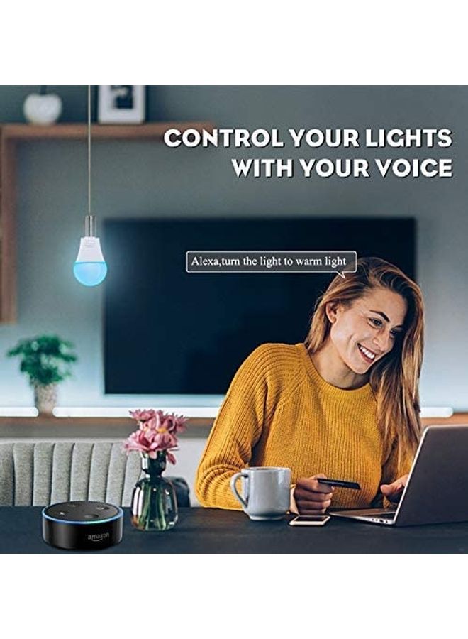 NIBEMINENT 2-Piece Colour Changing Wi-Fi LED Smart Bulb Multicolour - Image 5