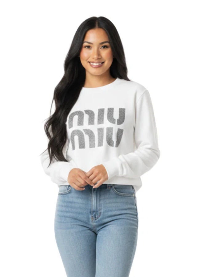 Miu Miu Women's Unique Design Sweatshirt - Soft Cotton Fabric Minimal Look #00192 - Image 1