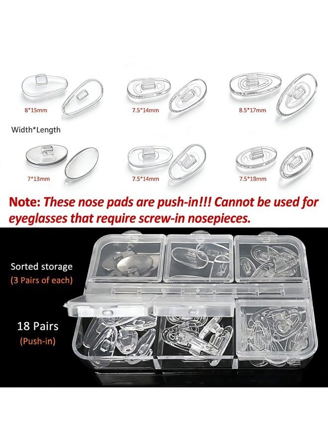 PFDHQS Push-in Nose Pads for Glasses - 18 Pairs Eyeglass Nose Pads and 6 Options for Comfort - Image 2